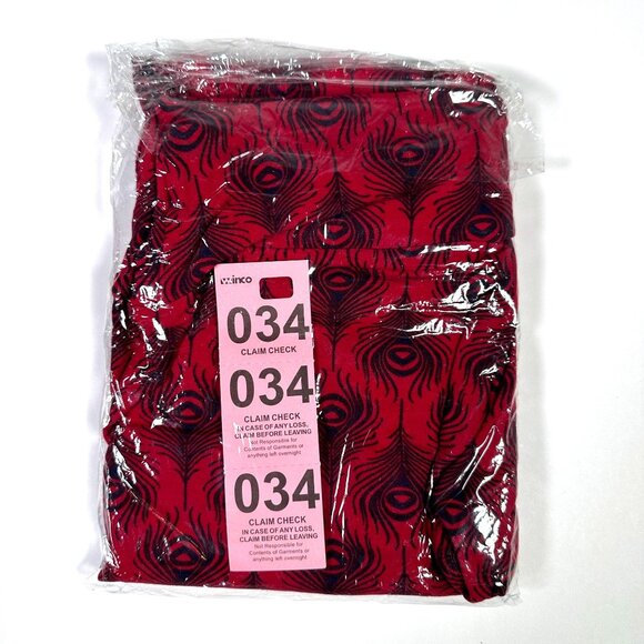 LuLaRoe Peacock Ostrich Feathers Red Black Blue Leggings One Size OS - Picture 5 of 6